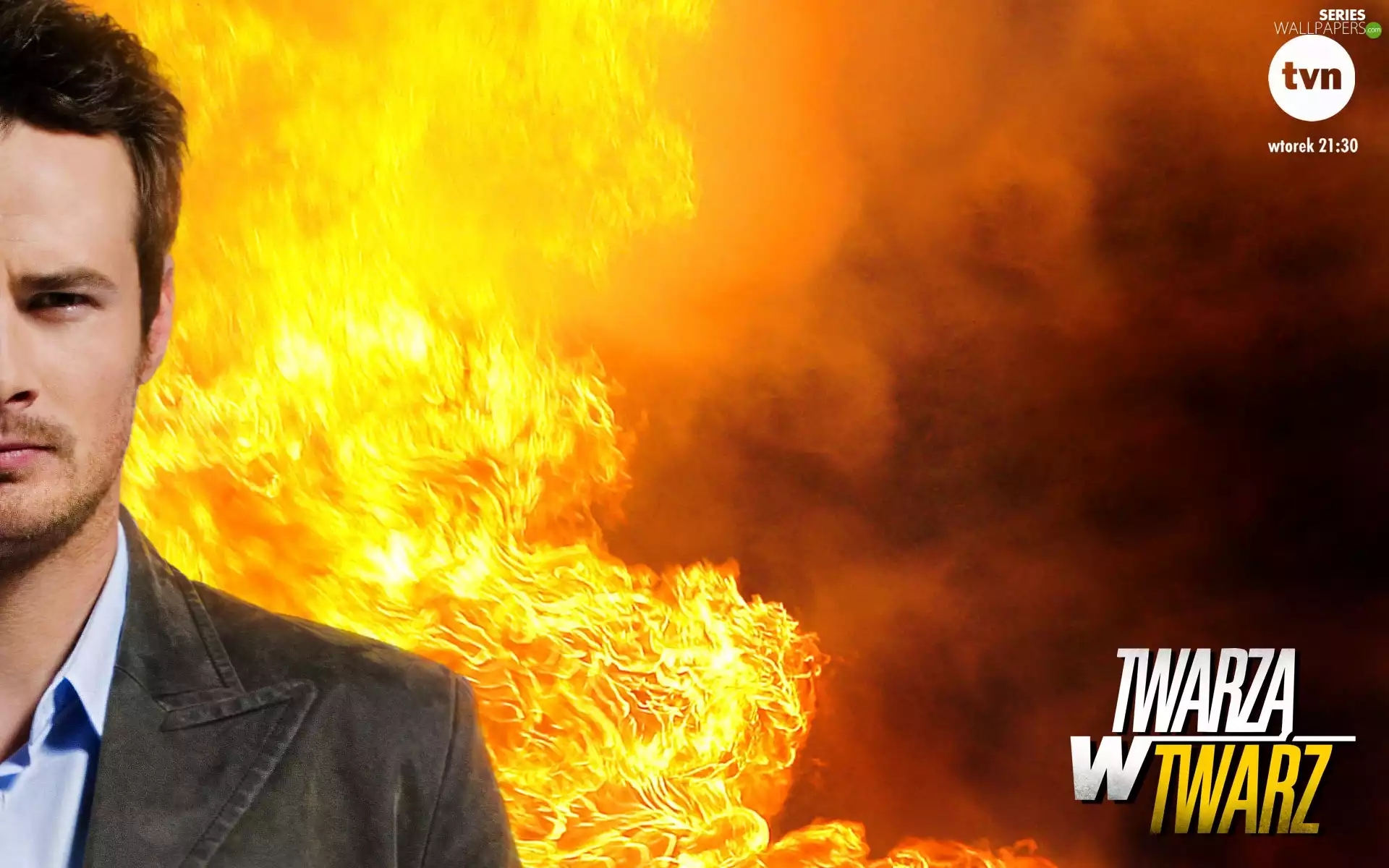 Flames, fire, actor, Paweł Małaszyński, Face to face