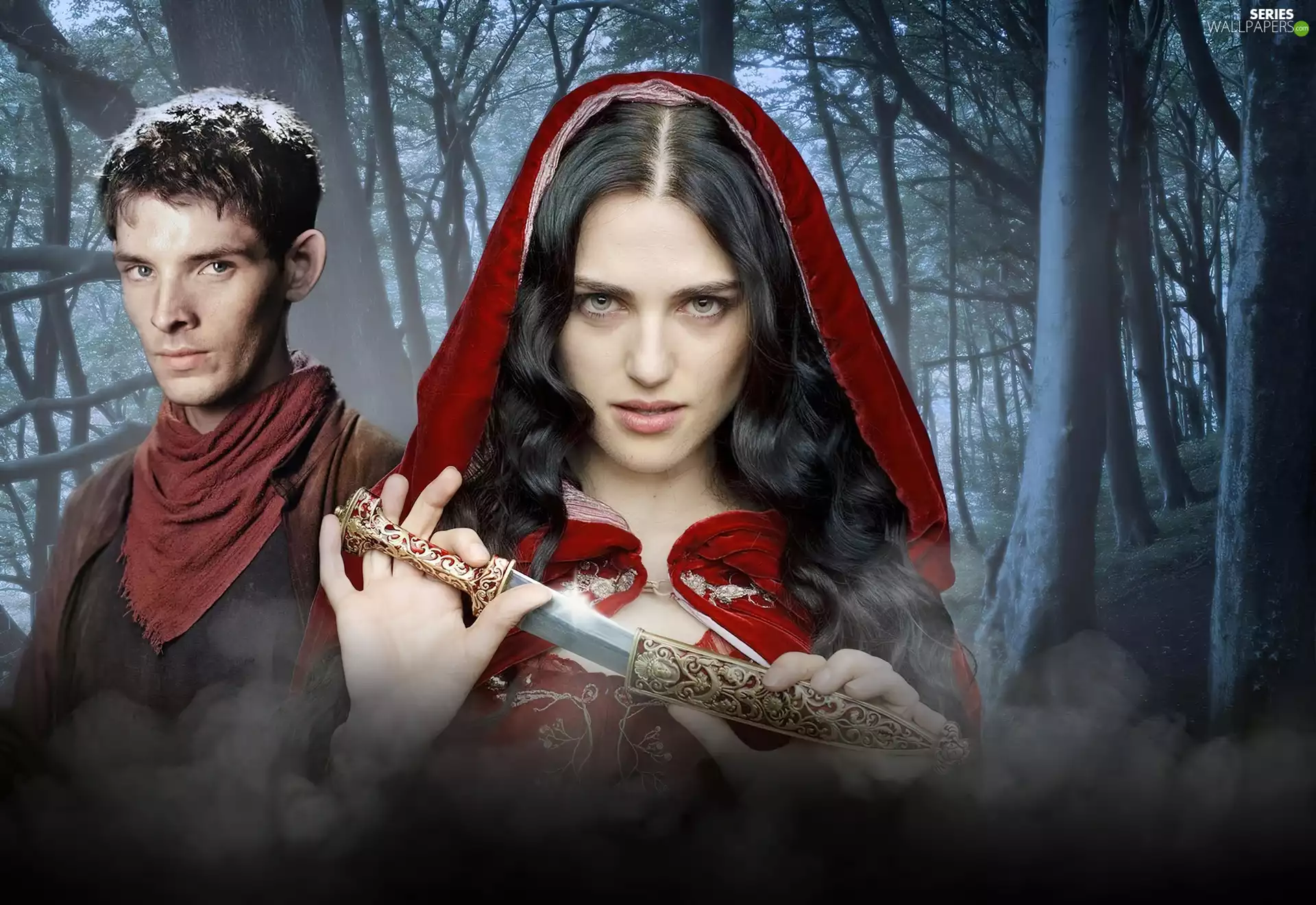 Morgana - Katie McGrath, dagger, The Adventures of Merlin, Merlin - Colin Morgan, The Adventures of Merlin