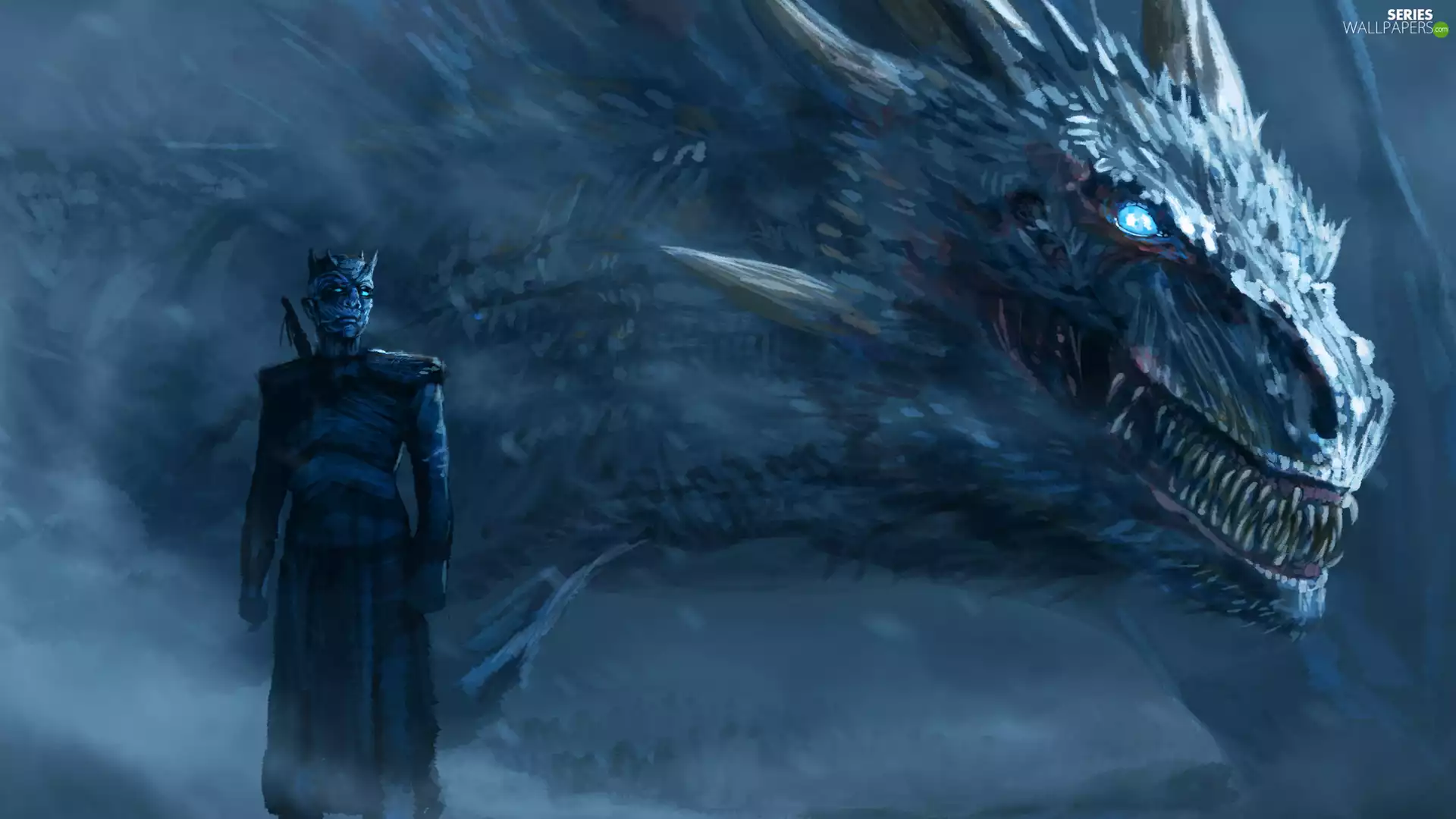 Night King, Dragon, Game of Thrones, graphics, series, form