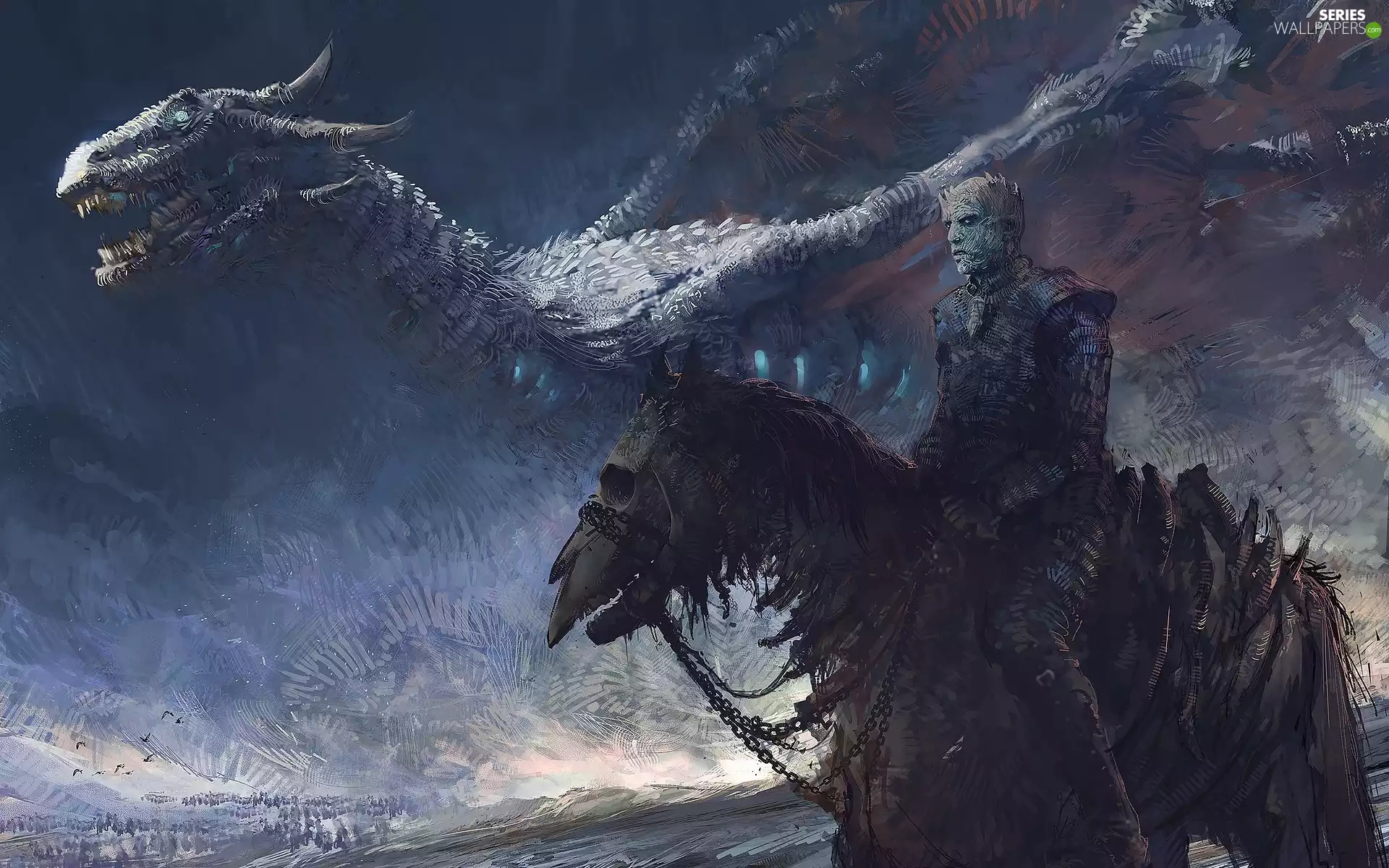 White Wanderer, Game of Thrones, Dragon, Game Of Thrones, series, Night King, Horse