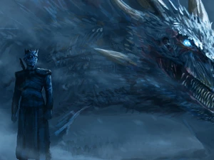 Night King, Dragon, Game of Thrones, graphics, series, form